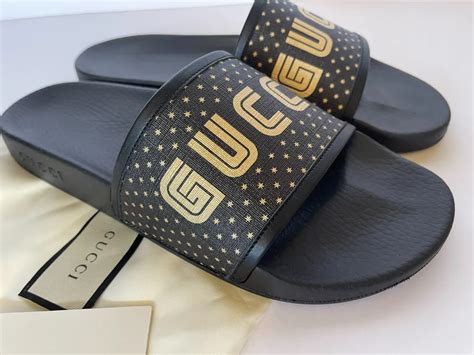 gucci pursuit gg print slides|bloomingdale's gucci slides.